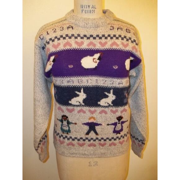 Woolrich Vintage Heather Gray Sampler Print Sweater M - Picture 1 of 12